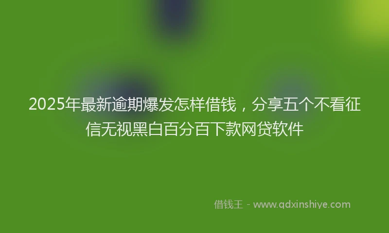2025年最新逾期爆发怎样借钱，分享五个不看征信无视黑白百分百下款网贷软件