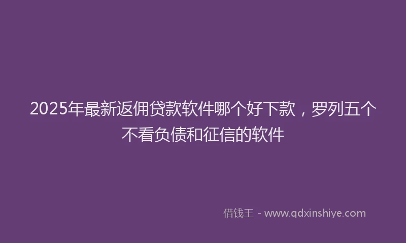 2025年最新返佣贷款软件哪个好下款，罗列五个不看负债和征信的软件