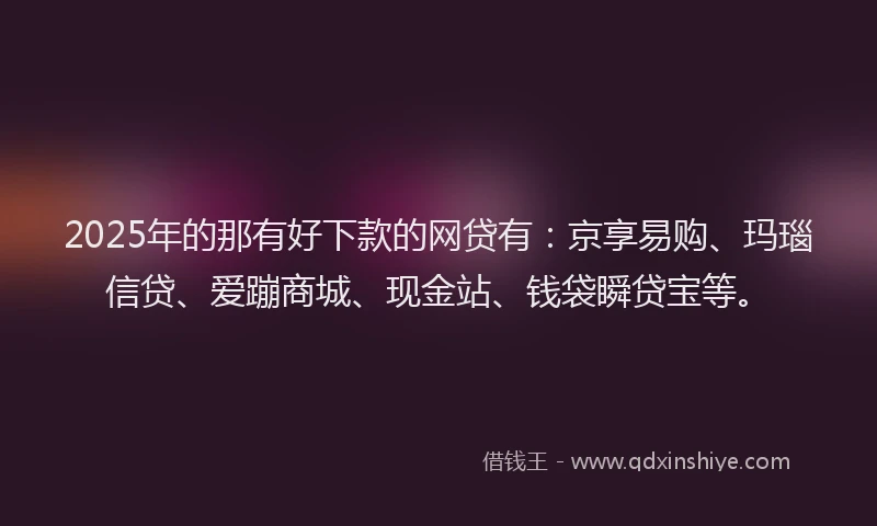 2025年的那有好下款的网贷有：京享易购、玛瑙信贷、爱蹦商城、现金站、钱袋瞬贷宝等。