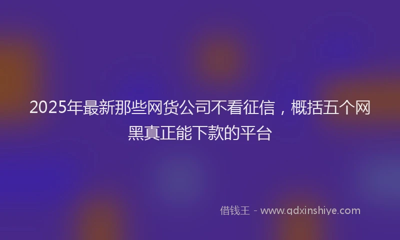 2025年最新那些网货公司不看征信，概括五个网黑真正能下款的平台