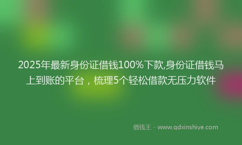 2025年最新身份证借钱100%下款,身份证借钱马上到账的平台，梳理5个轻松借款无压力软件