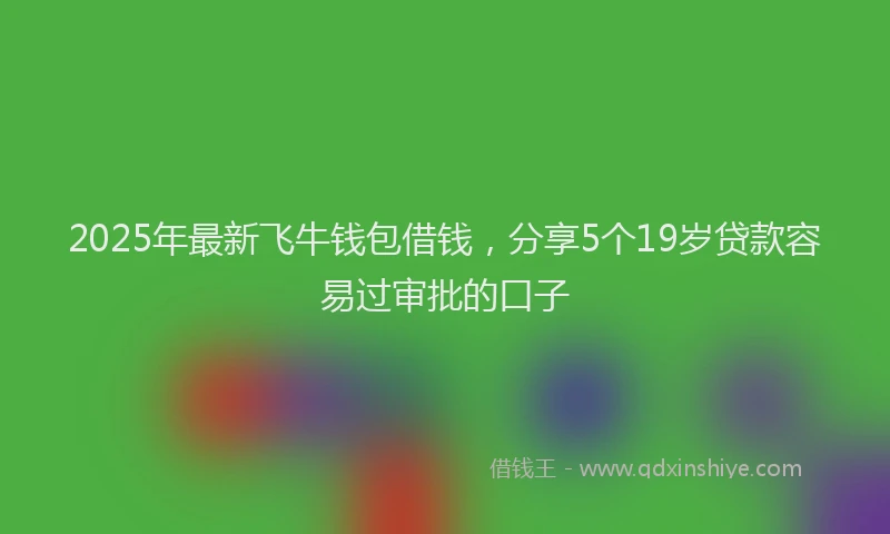 2025年最新飞牛钱包借钱，分享5个19岁贷款容易过审批的口子