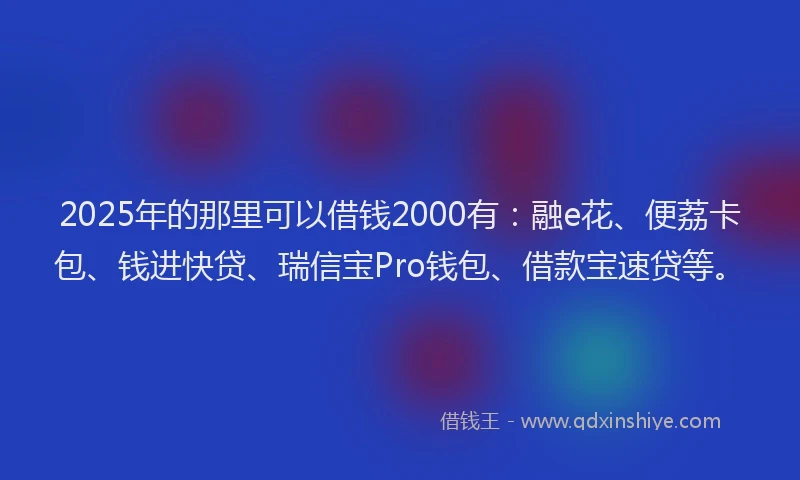 2025年的那里可以借钱2000有：融e花、便荔卡包、钱进快贷、瑞信宝Pro钱包、借款宝速贷等。