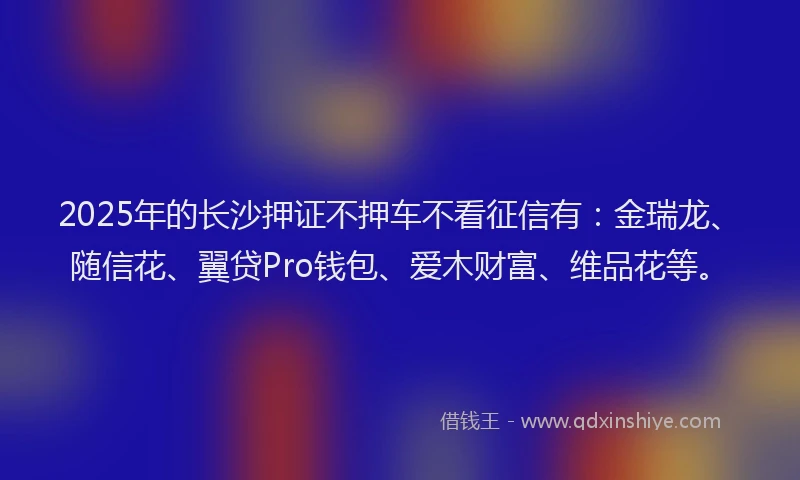 2025年的长沙押证不押车不看征信有：金瑞龙、随信花、翼贷Pro钱包、爱木财富、维品花等。