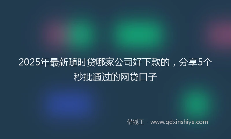 2025年最新随时贷哪家公司好下款的，分享5个秒批通过的网贷口子