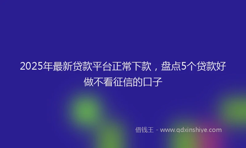 2025年最新贷款平台正常下款，盘点5个贷款好做不看征信的口子