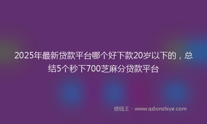 2025年最新贷款平台哪个好下款20岁以下的，总结5个秒下700芝麻分贷款平台