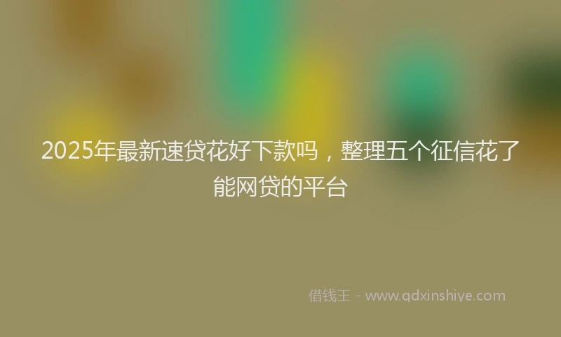 2025年最新速贷花好下款吗，整理五个征信花了能网贷的平台