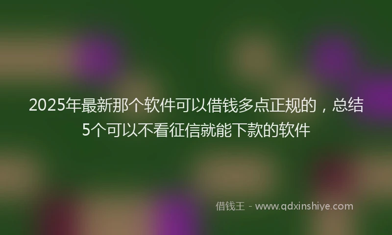 2025年最新那个软件可以借钱多点正规的，总结5个可以不看征信就能下款的软件