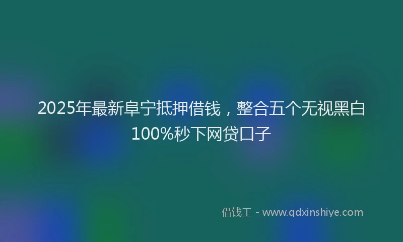 2025年最新阜宁抵押借钱，整合五个无视黑白100%秒下网贷口子