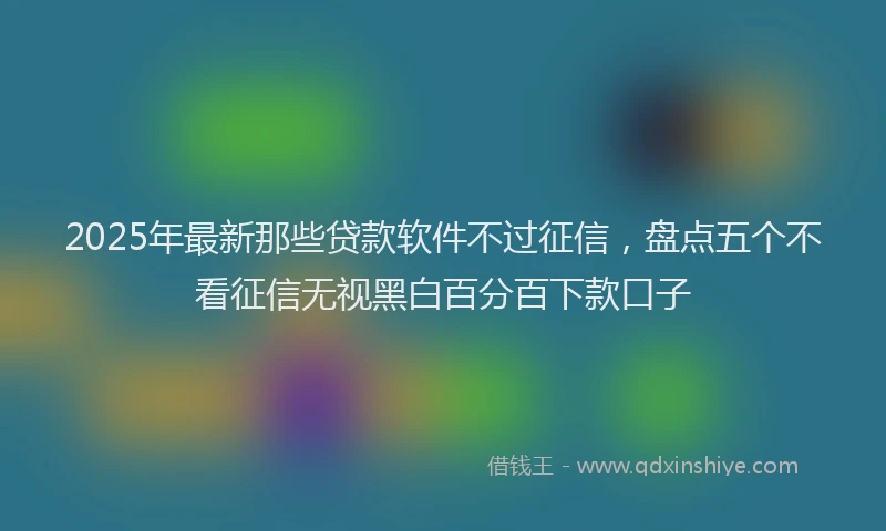 2025年最新那些贷款软件不过征信，盘点五个不看征信无视黑白百分百下款口子