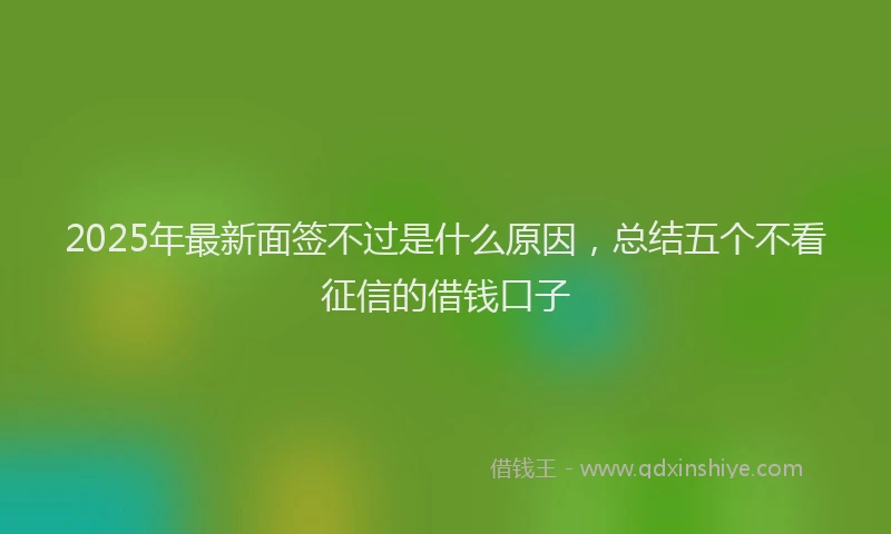 2025年最新面签不过是什么原因，总结五个不看征信的借钱口子