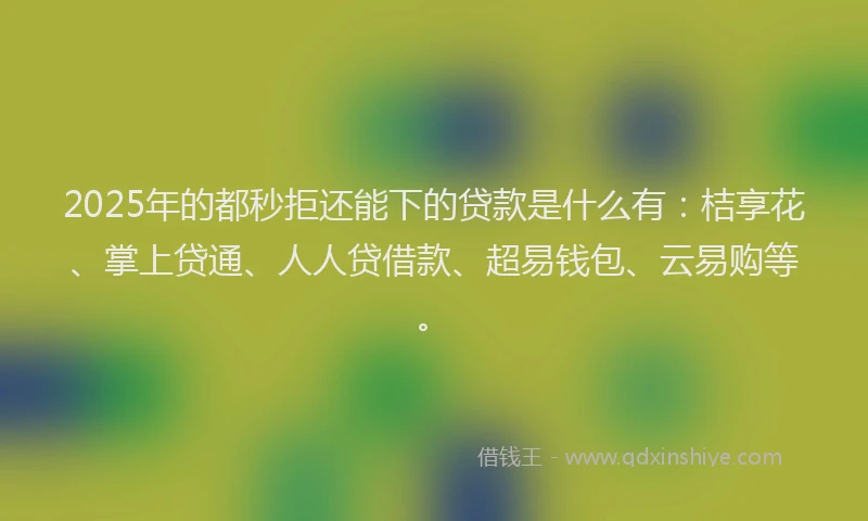 2025年的都秒拒还能下的贷款是什么有：桔享花、掌上贷通、人人贷借款、超易钱包、云易购等。