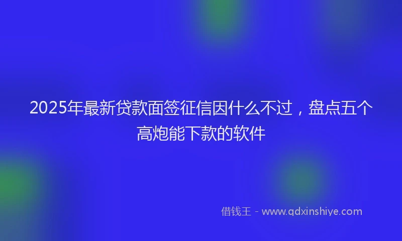 2025年最新贷款面签征信因什么不过，盘点五个高炮能下款的软件