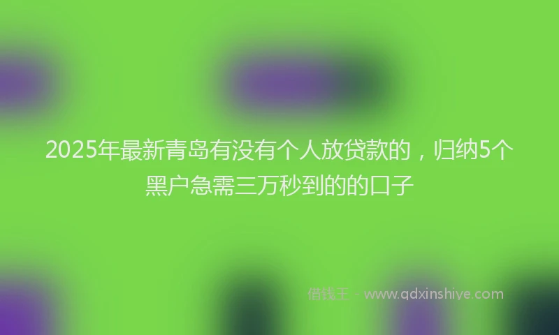 2025年最新青岛有没有个人放贷款的，归纳5个黑户急需三万秒到的的口子