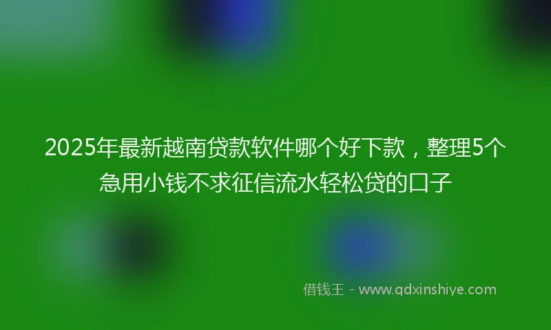 2025年最新越南贷款软件哪个好下款，整理5个急用小钱不求征信流水轻松贷的口子