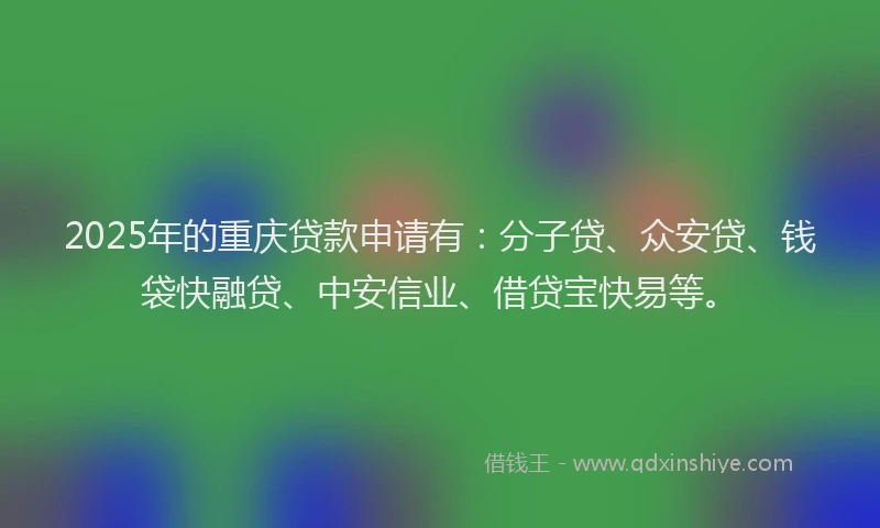 2025年的重庆贷款申请有：分子贷、众安贷、钱袋快融贷、中安信业、借贷宝快易等。