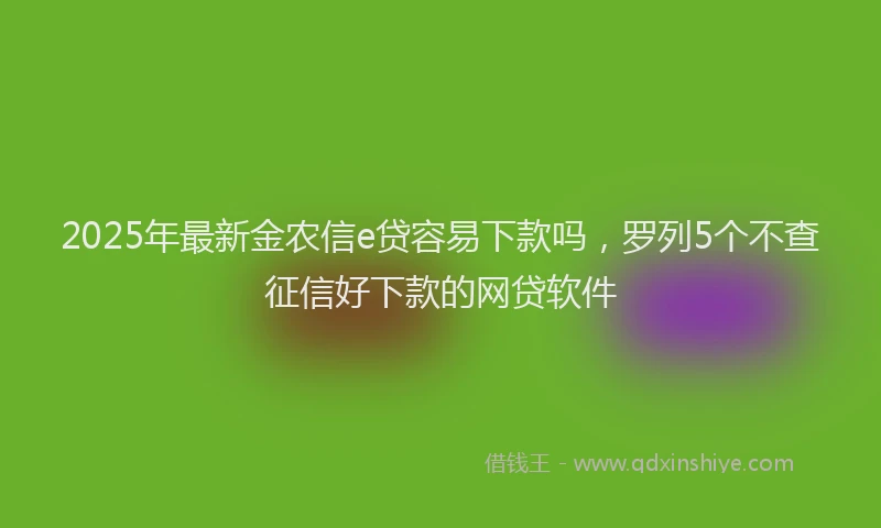 2025年最新金农信e贷容易下款吗，罗列5个不查征信好下款的网贷软件