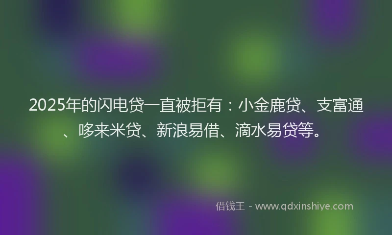 2025年的闪电贷一直被拒有：小金鹿贷、支富通、哆来米贷、新浪易借、滴水易贷等。