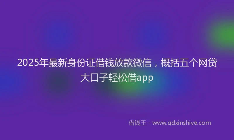 2025年最新身份证借钱放款微信,概括五个网贷大口子轻松借app