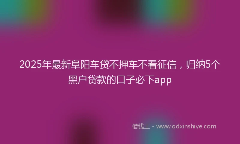 2025年最新阜阳车贷不押车不看征信，归纳5个黑户贷款的口子必下app