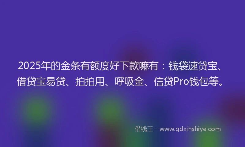 2025年的金条有额度好下款嘛有：钱袋速贷宝、借贷宝易贷、拍拍用、呼吸金、信贷Pro钱包等。