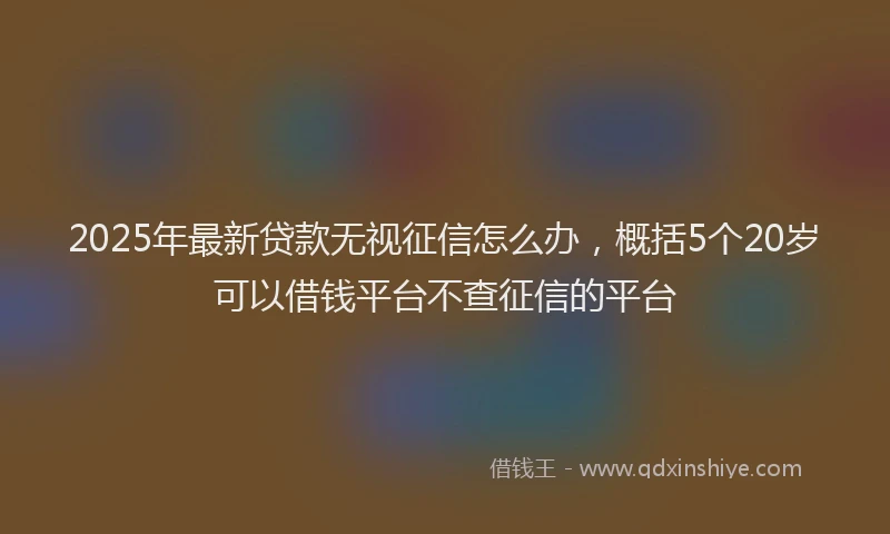2025年最新贷款无视征信怎么办，概括5个20岁可以借钱平台不查征信的平台