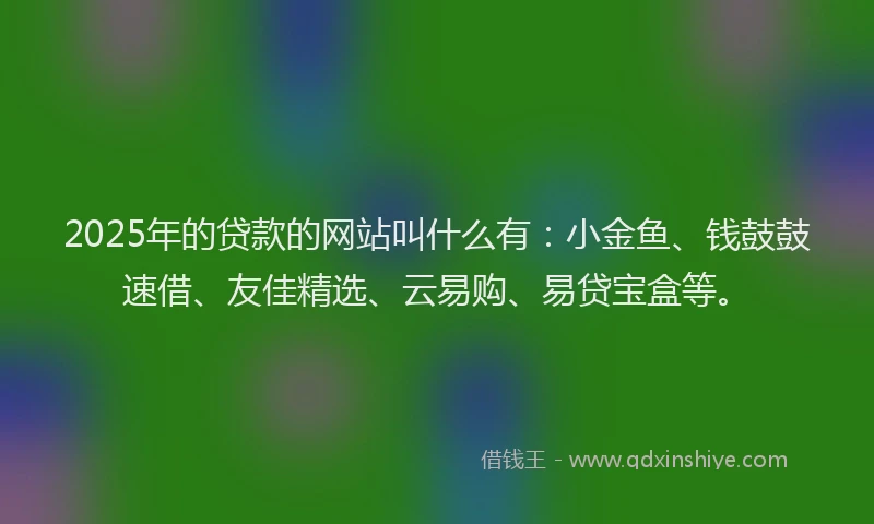2025年的贷款的网站叫什么有：小金鱼、钱鼓鼓速借、友佳精选、云易购、易贷宝盒等。