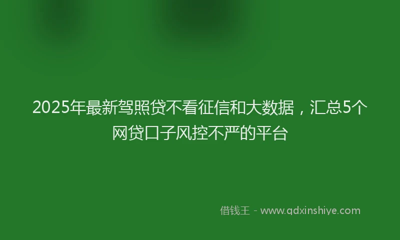 2025年最新驾照贷不看征信和大数据，汇总5个网贷口子风控不严的平台