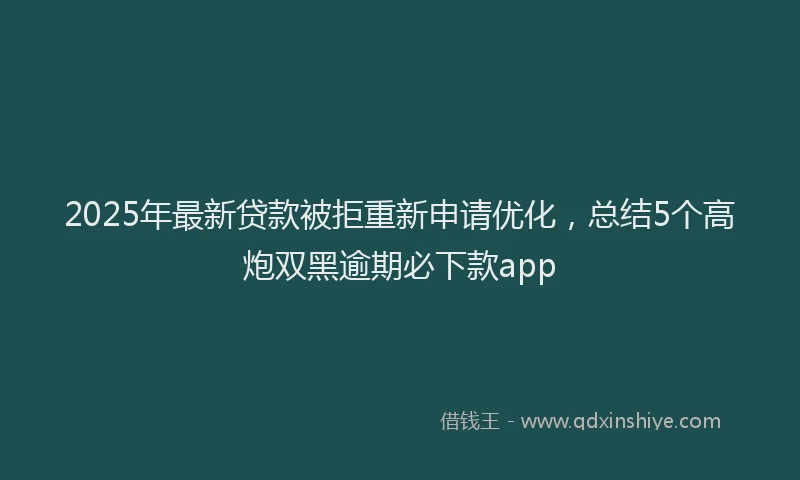 2025年最新贷款被拒重新申请优化，总结5个高炮双黑逾期必下款app