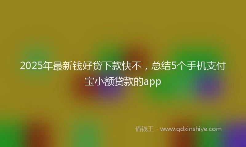 2025年最新钱好贷下款快不，总结5个手机支付宝小额贷款的app