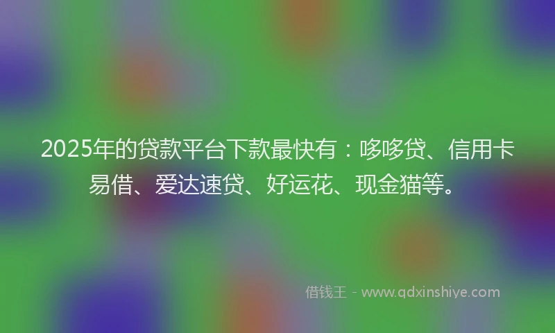 2025年的贷款平台下款最快有：哆哆贷、信用卡易借、爱达速贷、好运花、现金猫等。