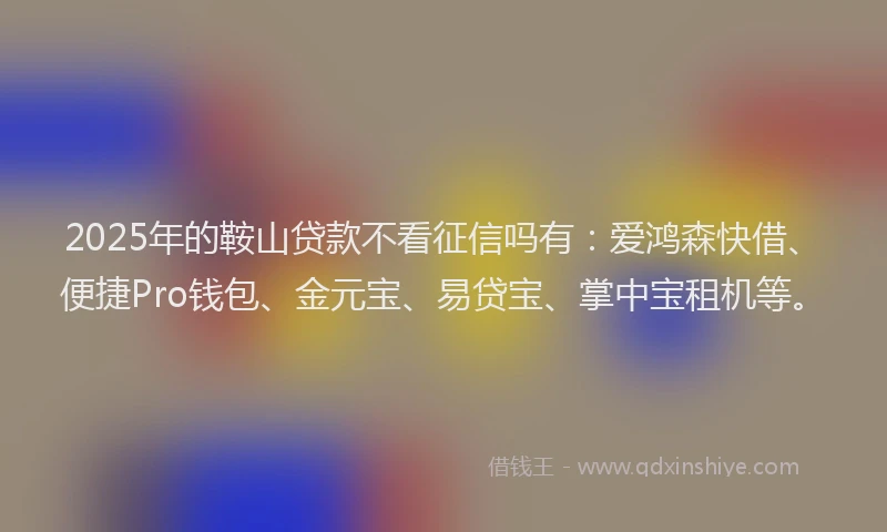 2025年的鞍山贷款不看征信吗有：爱鸿森快借、便捷Pro钱包、金元宝、易贷宝、掌中宝租机等。