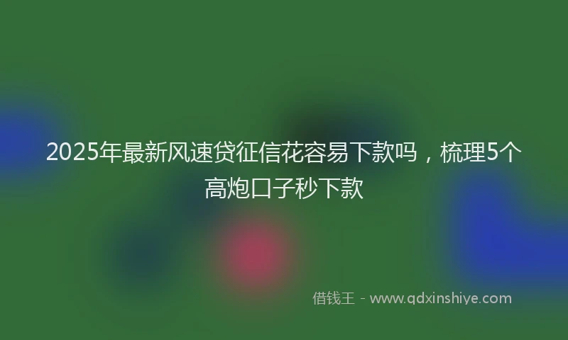 2025年最新风速贷征信花容易下款吗，梳理5个高炮口子秒下款