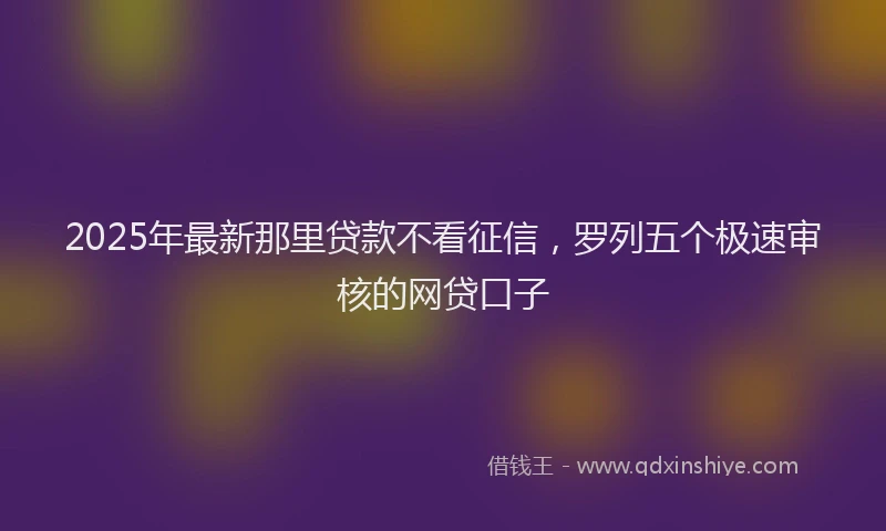 2025年最新那里贷款不看征信，罗列五个极速审核的网贷口子