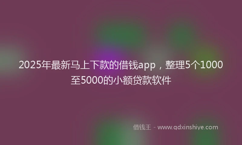 2025年最新马上下款的借钱app，整理5个1000至5000的小额贷款软件