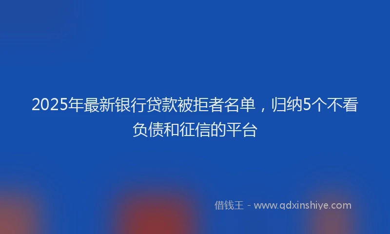 2025年最新银行贷款被拒者名单，归纳5个不看负债和征信的平台