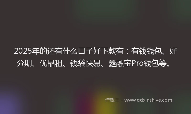 2025年的还有什么口子好下款有：有钱钱包、好分期、优品租、钱袋快易、鑫融宝Pro钱包等。