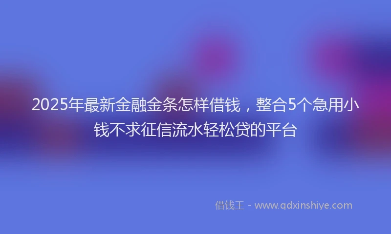 2025年最新金融金条怎样借钱，整合5个急用小钱不求征信流水轻松贷的平台
