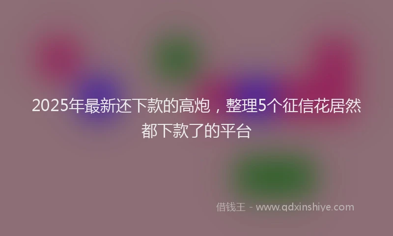 2025年最新还下款的高炮，整理5个征信花居然都下款了的平台
