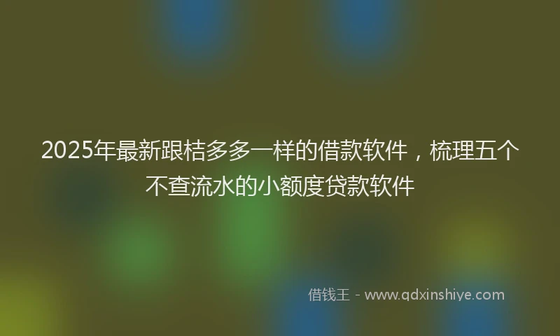 2025年最新跟桔多多一样的借款软件，梳理五个不查流水的小额度贷款软件