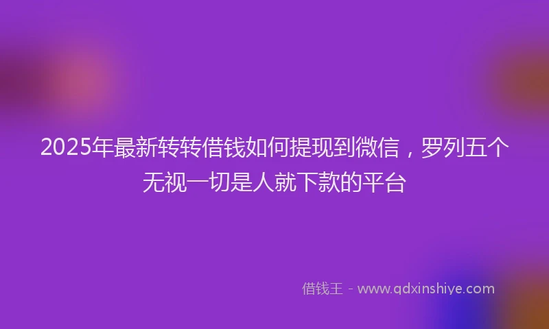 2025年最新转转借钱如何提现到微信，罗列五个无视一切是人就下款的平台
