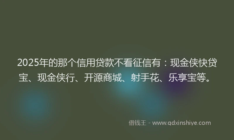 2025年的那个信用贷款不看征信有：现金侠快贷宝、现金侠行、开源商城、射手花、乐享宝等。