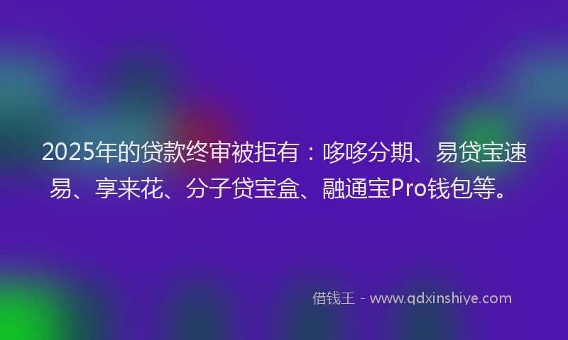 2025年的贷款终审被拒有：哆哆分期、易贷宝速易、享来花、分子贷宝盒、融通宝Pro钱包等。