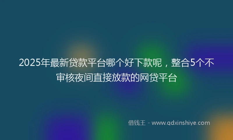 2025年最新贷款平台哪个好下款呢，整合5个不审核夜间直接放款的网贷平台