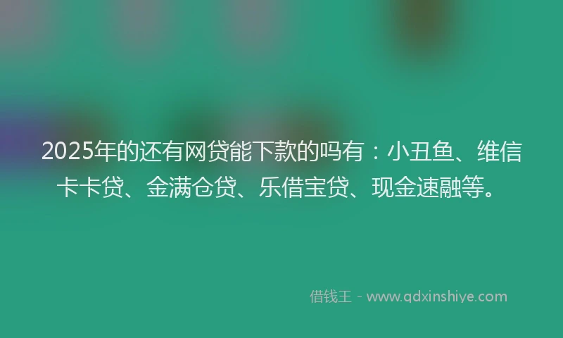 2025年的还有网贷能下款的吗有：小丑鱼、维信卡卡贷、金满仓贷、乐借宝贷、现金速融等。