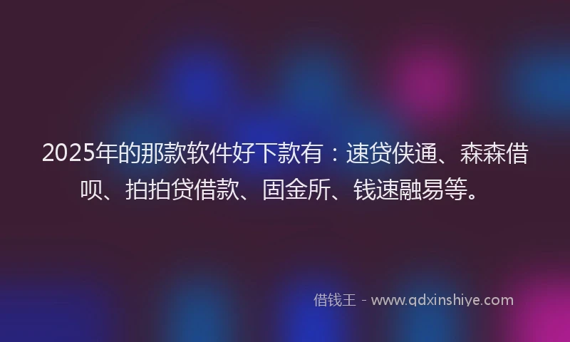 2025年的那款软件好下款有：速贷侠通、森森借呗、拍拍贷借款、固金所、钱速融易等。