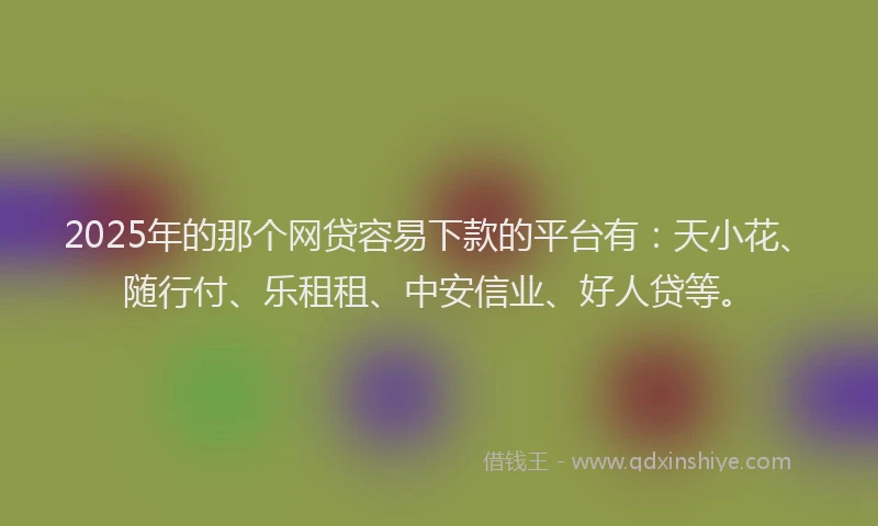 2025年的那个网贷容易下款的平台有：天小花、随行付、乐租租、中安信业、好人贷等。