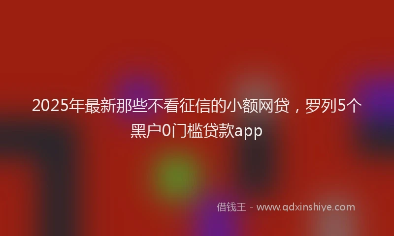 2025年最新那些不看征信的小额网贷，罗列5个黑户0门槛贷款app