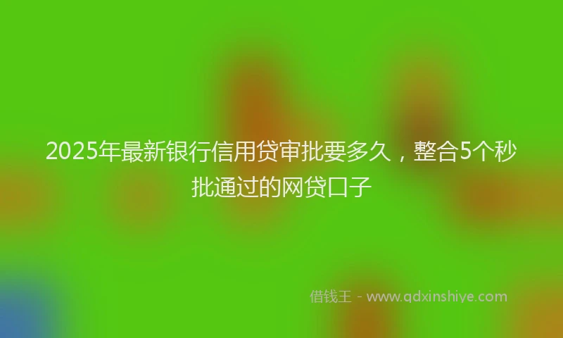 2025年最新银行信用贷审批要多久，整合5个秒批通过的网贷口子